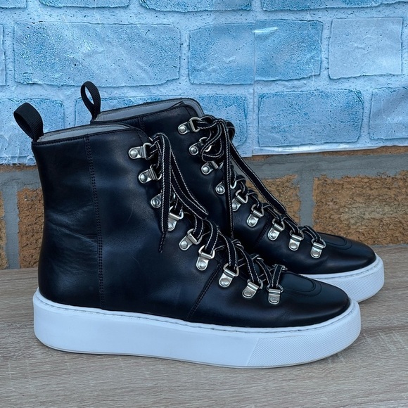 Grenson black Calf Leather Hi-top Sneakers unisex size 5/7